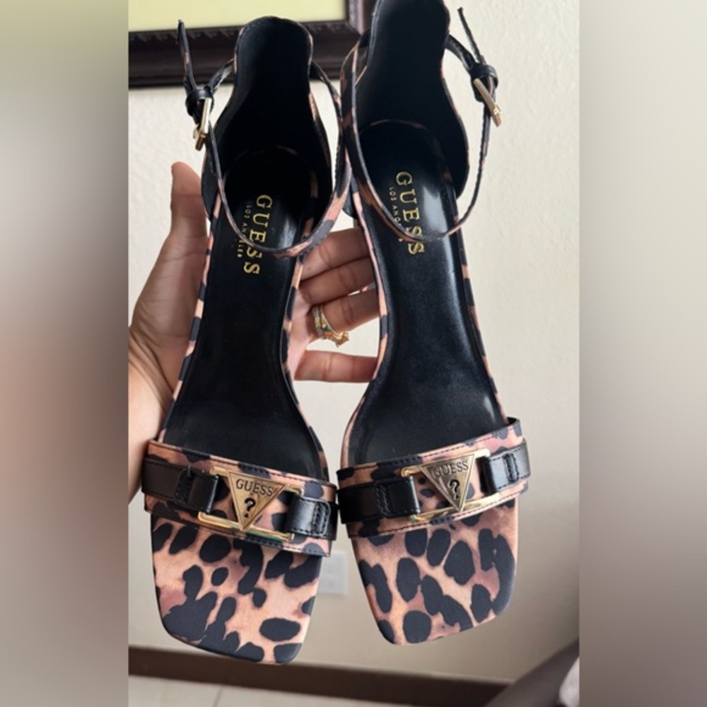 GUESS Black and Brown Leopard Heels